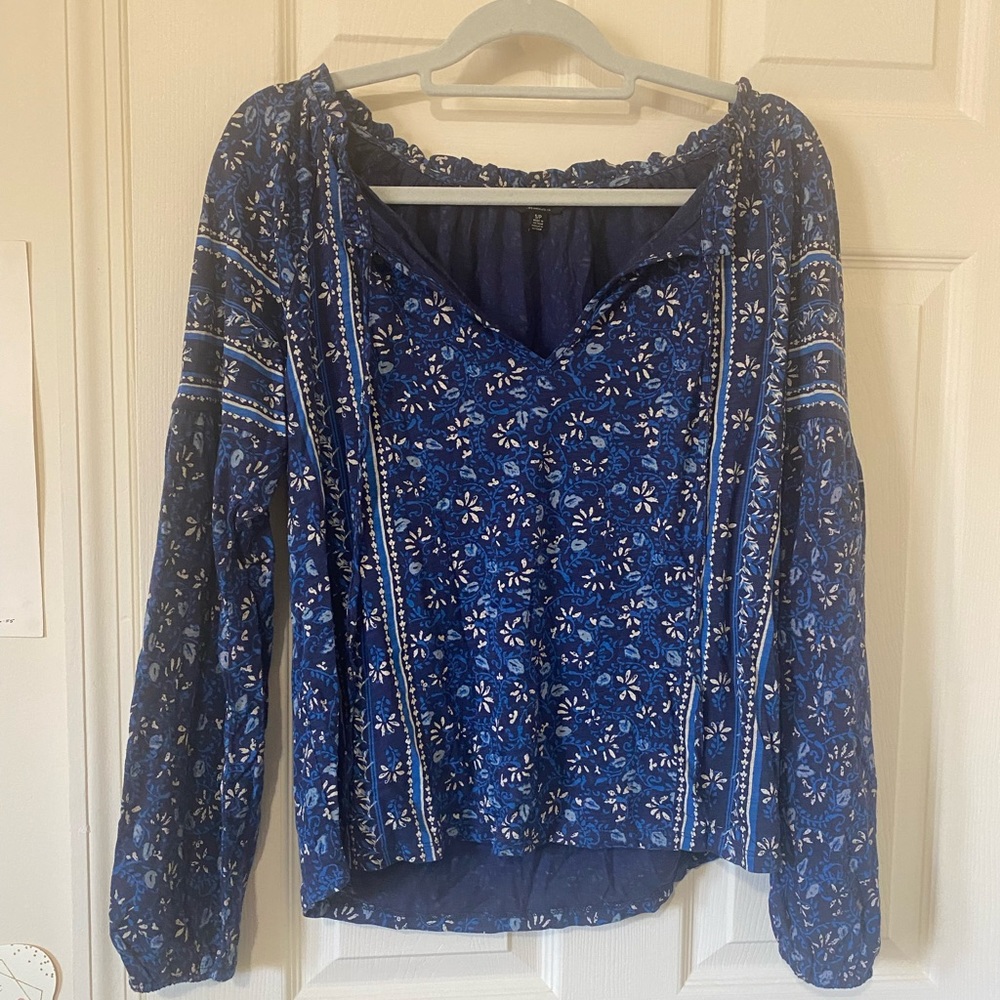 Lucky brand boho long sleeve blouse